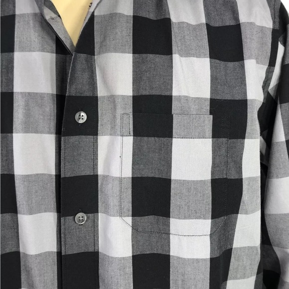 SHIRT Spring+Mercer Men’s Sz L Plaid Black Gray Long Sleeve Button Daw - Picture 5 of 10